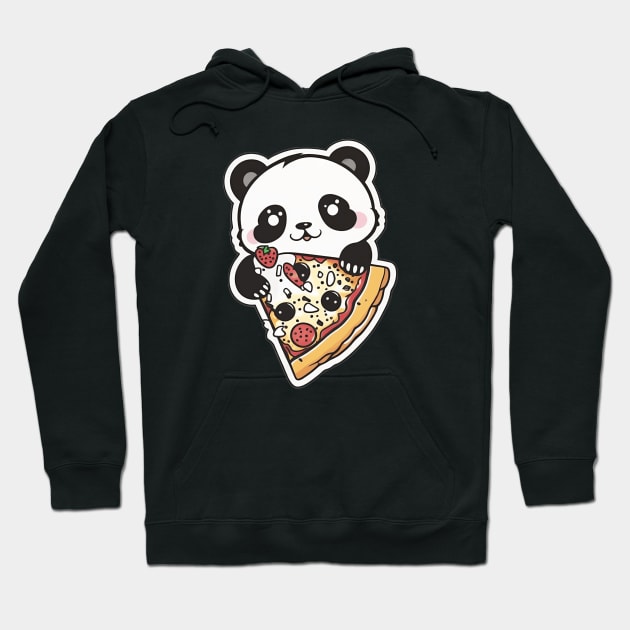 Cute Cartoon Panda Eating Pizza Funny Kawaii Hoodie by kiddo200